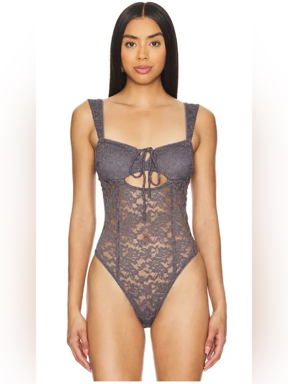 Free People Gray Lace Bodysuit